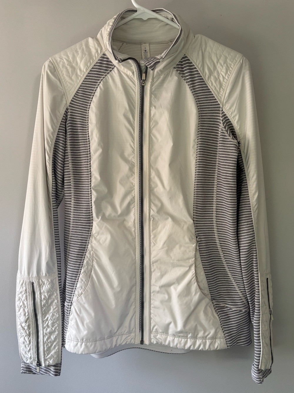 Lululemon Lightweight White & Gray Zip-Front Jacket